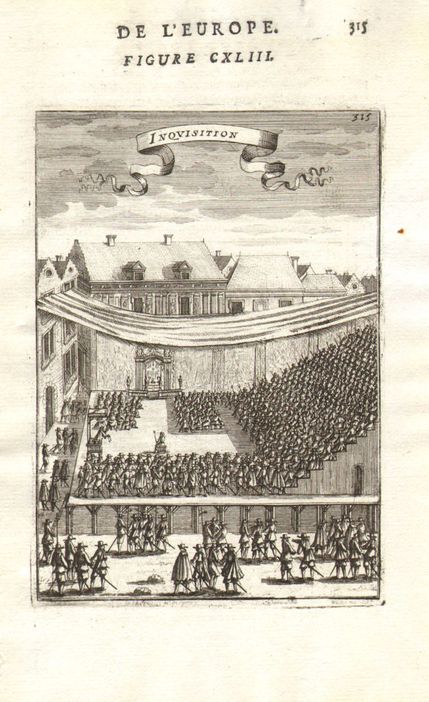 PORTUGUESE INQUISITION. Inquisição Portuguesa. Portugal. MALLET 1683 old print